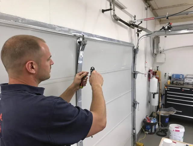 Before and after garage door dent repair by Black Forest Garage Door Repair in Black Forest