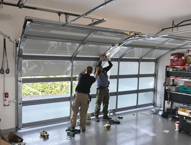 Black Forest Garage Door Repair expert performing precise panel replacement on Black Forest garage door